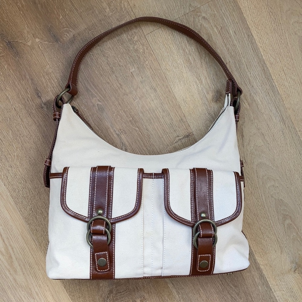 Eddie Bauer canvas and leather handbag